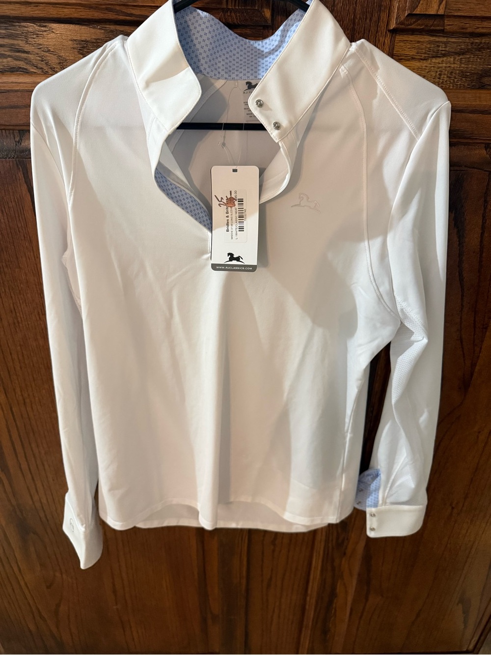 NWT R.J. Classics White Long-Sleeve Polo Shirt with Contrast Trim